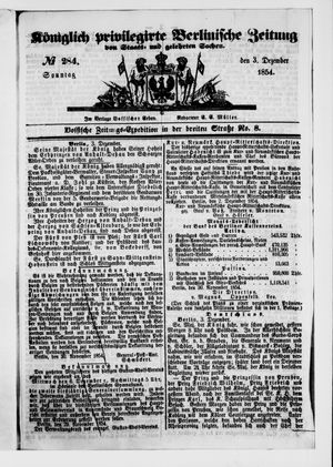 Königlich privilegirte Berlinische Zeitung von Staats- und gelehrten Sachen vom 03.12.1854