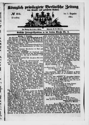 Königlich privilegirte Berlinische Zeitung von Staats- und gelehrten Sachen on Dec 5, 1854