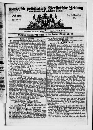 Königlich privilegirte Berlinische Zeitung von Staats- und gelehrten Sachen vom 06.12.1854