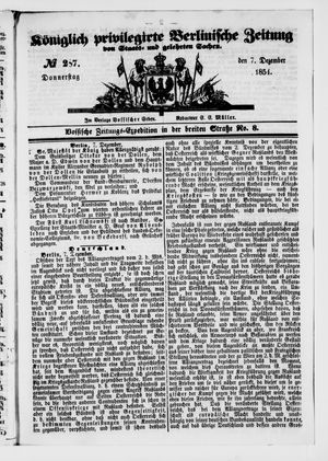 Königlich privilegirte Berlinische Zeitung von Staats- und gelehrten Sachen on Dec 7, 1854
