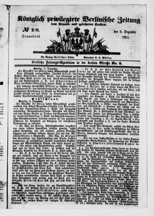 Königlich privilegirte Berlinische Zeitung von Staats- und gelehrten Sachen vom 09.12.1854