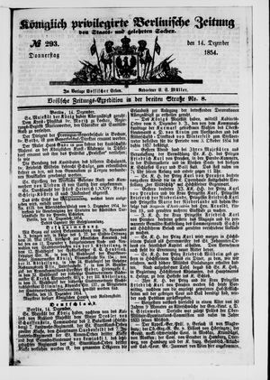 Königlich privilegirte Berlinische Zeitung von Staats- und gelehrten Sachen on Dec 14, 1854