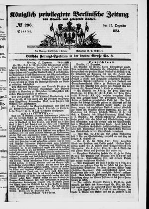 Königlich privilegirte Berlinische Zeitung von Staats- und gelehrten Sachen vom 17.12.1854