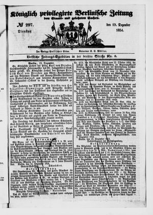 Königlich privilegirte Berlinische Zeitung von Staats- und gelehrten Sachen vom 19.12.1854