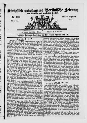 Königlich privilegirte Berlinische Zeitung von Staats- und gelehrten Sachen vom 25.12.1854