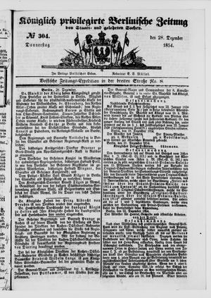 Königlich privilegirte Berlinische Zeitung von Staats- und gelehrten Sachen on Dec 28, 1854