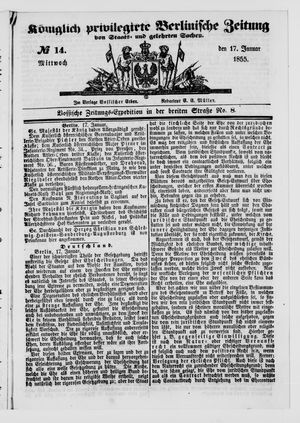 Königlich privilegirte Berlinische Zeitung von Staats- und gelehrten Sachen vom 17.01.1855