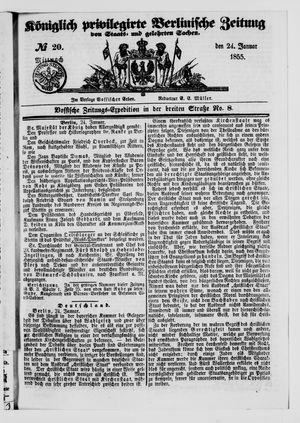 Königlich privilegirte Berlinische Zeitung von Staats- und gelehrten Sachen vom 24.01.1855