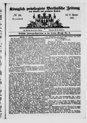 Königlich privilegirte Berlinische Zeitung von Staats- und gelehrten Sachen vom 27.01.1855