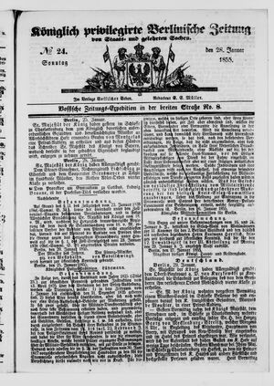 Königlich privilegirte Berlinische Zeitung von Staats- und gelehrten Sachen vom 28.01.1855