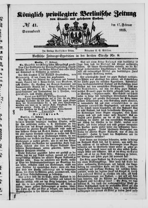 Königlich privilegirte Berlinische Zeitung von Staats- und gelehrten Sachen vom 17.02.1855