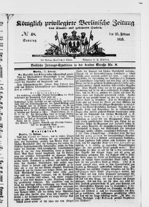 Königlich privilegirte Berlinische Zeitung von Staats- und gelehrten Sachen on Feb 25, 1855