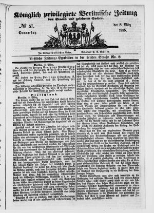 Königlich privilegirte Berlinische Zeitung von Staats- und gelehrten Sachen on Mar 8, 1855