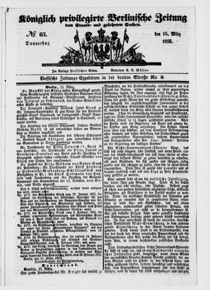 Königlich privilegirte Berlinische Zeitung von Staats- und gelehrten Sachen on Mar 15, 1855