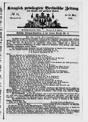 Königlich privilegirte Berlinische Zeitung von Staats- und gelehrten Sachen vom 24.03.1855