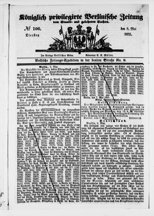 Königlich privilegirte Berlinische Zeitung von Staats- und gelehrten Sachen vom 08.05.1855