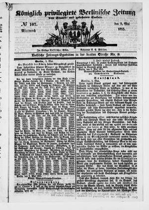 Königlich privilegirte Berlinische Zeitung von Staats- und gelehrten Sachen on May 9, 1855