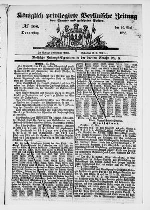 Königlich privilegirte Berlinische Zeitung von Staats- und gelehrten Sachen on May 10, 1855