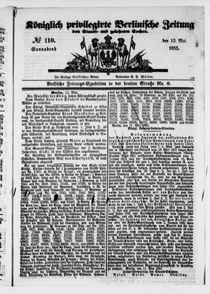 Königlich privilegirte Berlinische Zeitung von Staats- und gelehrten Sachen vom 12.05.1855