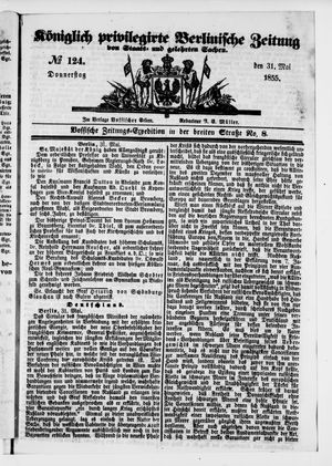 Königlich privilegirte Berlinische Zeitung von Staats- und gelehrten Sachen vom 31.05.1855