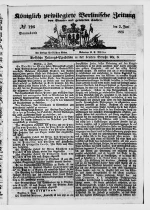 Königlich privilegirte Berlinische Zeitung von Staats- und gelehrten Sachen vom 02.06.1855