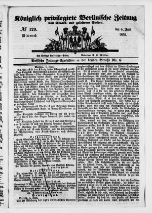 Königlich privilegirte Berlinische Zeitung von Staats- und gelehrten Sachen vom 06.06.1855