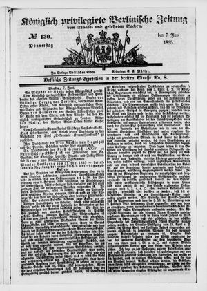 Königlich privilegirte Berlinische Zeitung von Staats- und gelehrten Sachen vom 07.06.1855