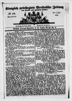 Königlich privilegirte Berlinische Zeitung von Staats- und gelehrten Sachen vom 09.06.1855