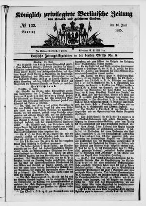 Königlich privilegirte Berlinische Zeitung von Staats- und gelehrten Sachen vom 10.06.1855