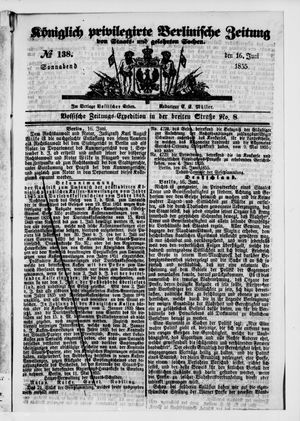 Königlich privilegirte Berlinische Zeitung von Staats- und gelehrten Sachen on Jun 16, 1855