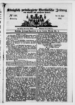 Königlich privilegirte Berlinische Zeitung von Staats- und gelehrten Sachen vom 24.06.1855