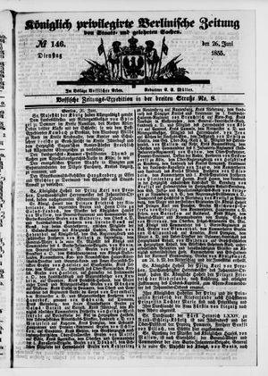 Königlich privilegirte Berlinische Zeitung von Staats- und gelehrten Sachen vom 26.06.1855