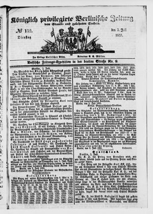 Königlich privilegirte Berlinische Zeitung von Staats- und gelehrten Sachen on Jul 3, 1855