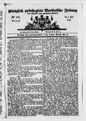 Königlich privilegirte Berlinische Zeitung von Staats- und gelehrten Sachen vom 04.07.1855