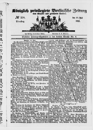 Königlich privilegirte Berlinische Zeitung von Staats- und gelehrten Sachen on Jul 10, 1855