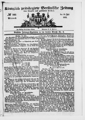 Königlich privilegirte Berlinische Zeitung von Staats- und gelehrten Sachen vom 18.07.1855