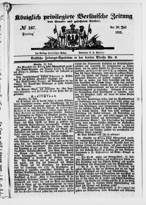 Königlich privilegirte Berlinische Zeitung von Staats- und gelehrten Sachen vom 20.07.1855