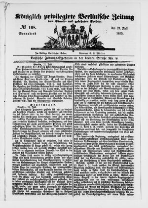 Königlich privilegirte Berlinische Zeitung von Staats- und gelehrten Sachen vom 21.07.1855