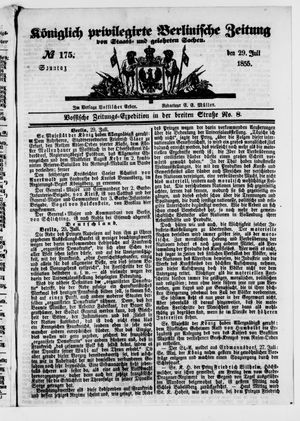Königlich privilegirte Berlinische Zeitung von Staats- und gelehrten Sachen on Jul 29, 1855