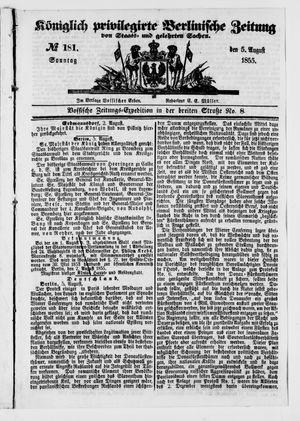 Königlich privilegirte Berlinische Zeitung von Staats- und gelehrten Sachen vom 05.08.1855