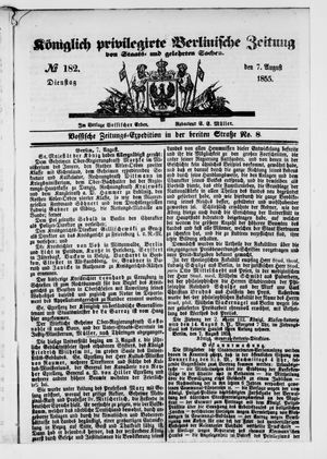 Königlich privilegirte Berlinische Zeitung von Staats- und gelehrten Sachen vom 07.08.1855