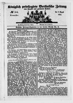 Königlich privilegirte Berlinische Zeitung von Staats- und gelehrten Sachen vom 09.08.1855