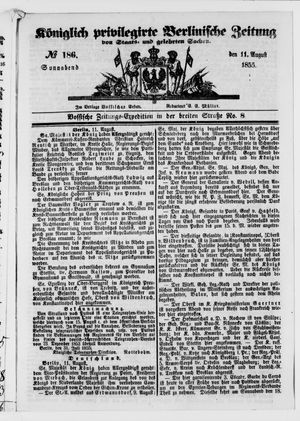 Königlich privilegirte Berlinische Zeitung von Staats- und gelehrten Sachen on Aug 11, 1855