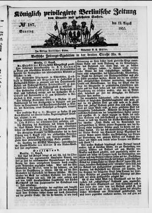 Königlich privilegirte Berlinische Zeitung von Staats- und gelehrten Sachen vom 12.08.1855