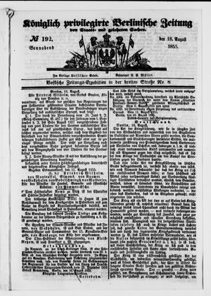 Königlich privilegirte Berlinische Zeitung von Staats- und gelehrten Sachen vom 18.08.1855