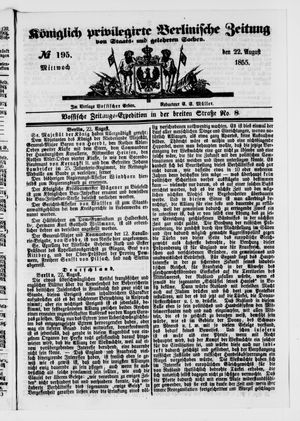 Königlich privilegirte Berlinische Zeitung von Staats- und gelehrten Sachen on Aug 22, 1855