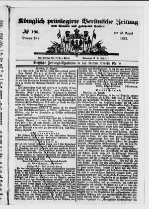 Königlich privilegirte Berlinische Zeitung von Staats- und gelehrten Sachen vom 23.08.1855