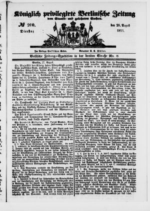 Königlich privilegirte Berlinische Zeitung von Staats- und gelehrten Sachen on Aug 28, 1855