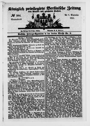 Königlich privilegirte Berlinische Zeitung von Staats- und gelehrten Sachen vom 01.09.1855