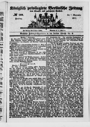 Königlich privilegirte Berlinische Zeitung von Staats- und gelehrten Sachen vom 07.09.1855